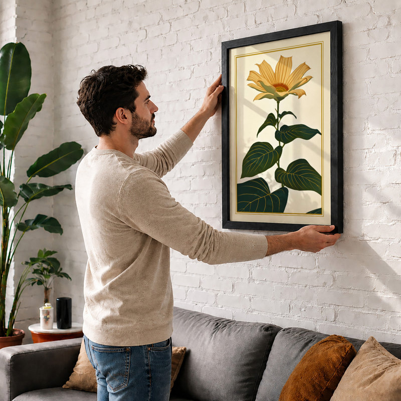 Golden Bloom Botanical - Print, Walnut, A1 - 84.1 x 59.4 cm