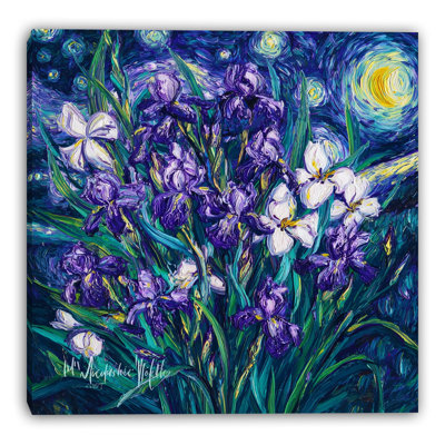 «Moonlit Iris Floral II», art mural sur toile