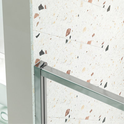 Porte de douche pivotante en verre pivotant avec verre trempé transparent de 1/4 po, finition, l 50 à 54 po x H 71 po, installation réversible, fermeture magnétique, porte de style fuite, étapes faciles à installer, gauche à droite