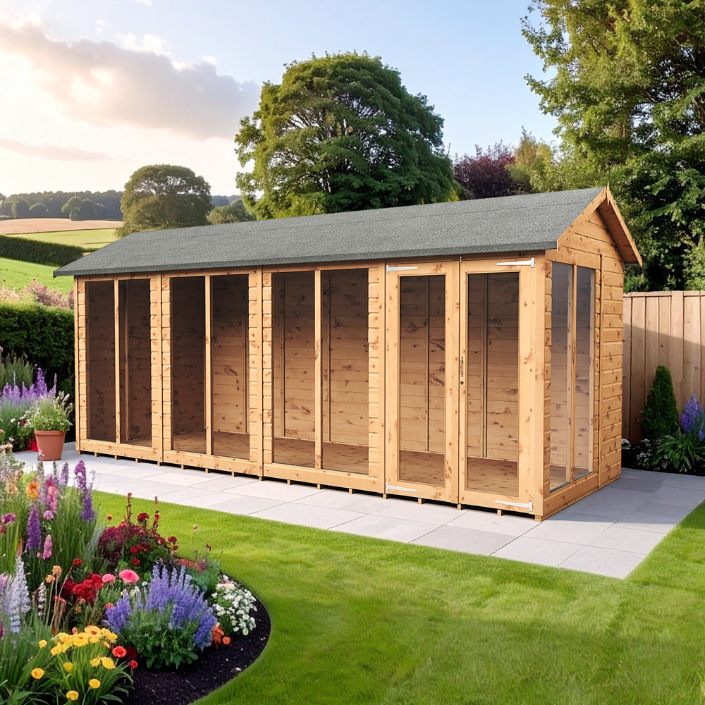 Empire Apex Summerhouse Shiplap Tongue & Groove 6X16 Double Door With Windows