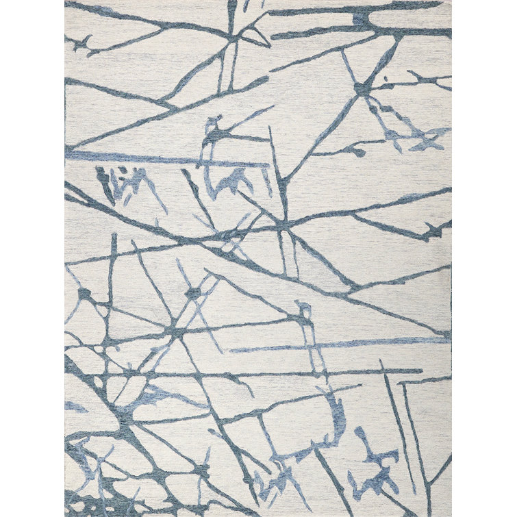 Mystic Rectangle Abstract Hand Tufted Wool Area Rug in Navy/Beige