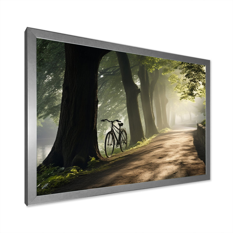 Piste cyclable vélo sereine III - impression, Cadre photo argenté, H 16 po x l 32 po x P 1 po