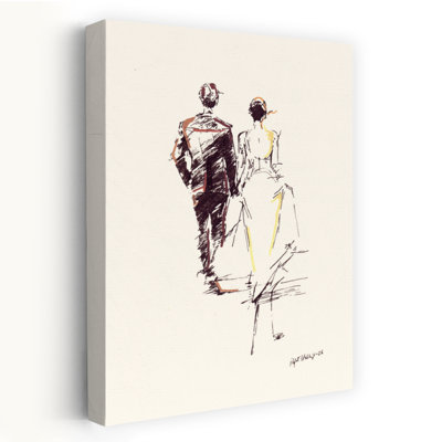 Elegant Couple Holding Hands by Rafal Kulik - Wrapped Canvas Print