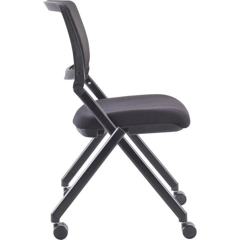 Black Mesh Back Folding Reception Chair with Metal Frame