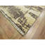 Tapis oriental ivoire et brun chocolat 9 pi x 12 pi, motif abstrait moderne aux couleurs naturelles, noué à la main en laine et soie