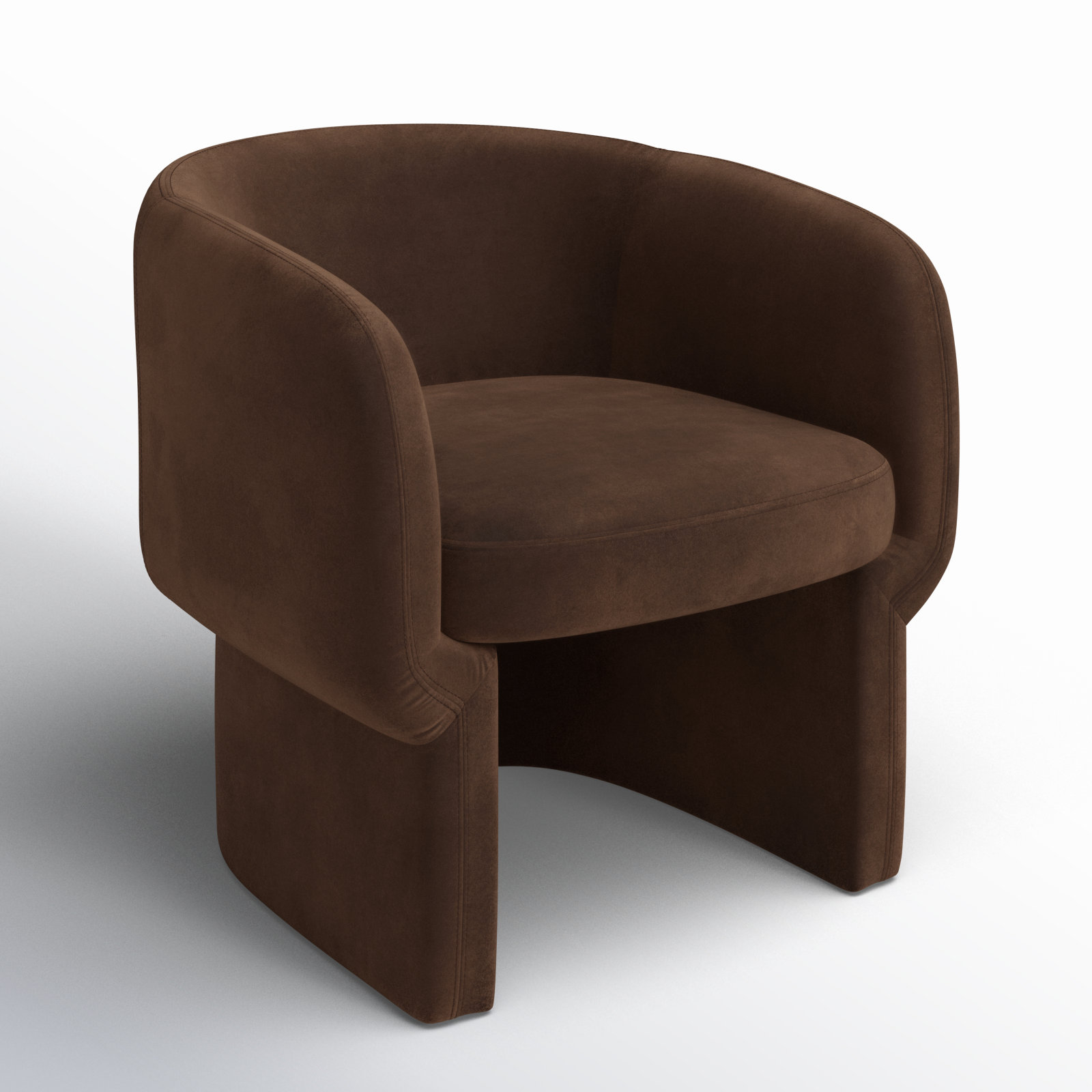 Cambry Upholstered Barrel Chair, Dark Brown Velvet