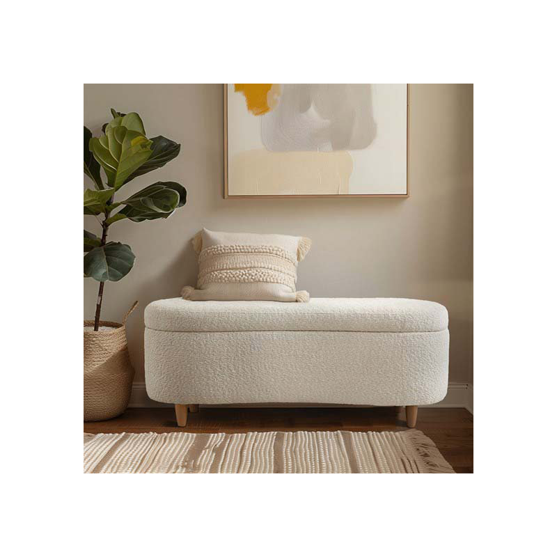 Banc de rangement Boucle, Crème, crème