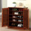 Armoire à chaussures en chêne massif à 5 tablettes Louvered Doors, pour plus de rangement