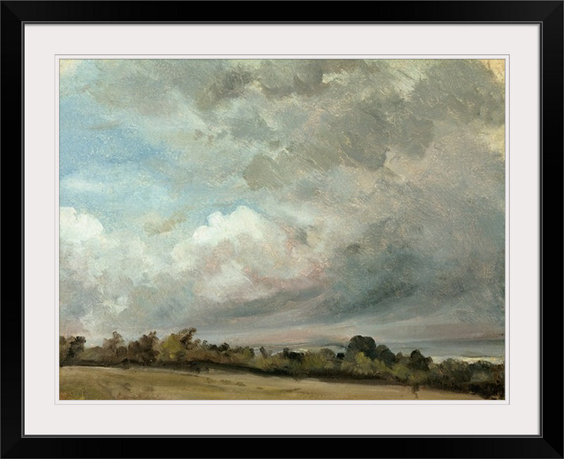 «Cloud Study, 1821 on Oak Panel» par John Constable, reproduction d'art, H 35 po x l 44 po x P 1 po, Cadre noir