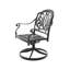 Chaise de patio pivotante en fonte d'aluminium 6 pièces avec structure noire et coussins bruns-822731050
