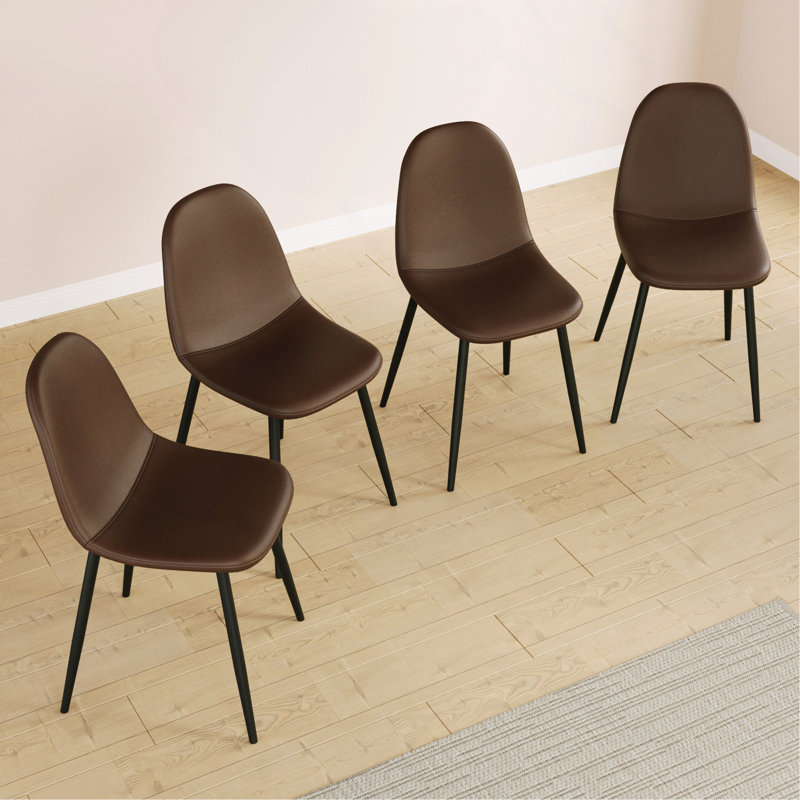 Ensemble de 4 chaises de salle à manger, chaises de style moderne, sièges rembourrés en cuir de selle, chaise de cuisine en forme de cuillère, chaises de salle à manger pour cuisines de restaurant