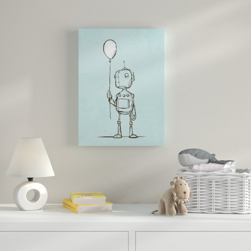 « robot balloon », art sur toile, H 24 po x l 18 po x P 2 po
