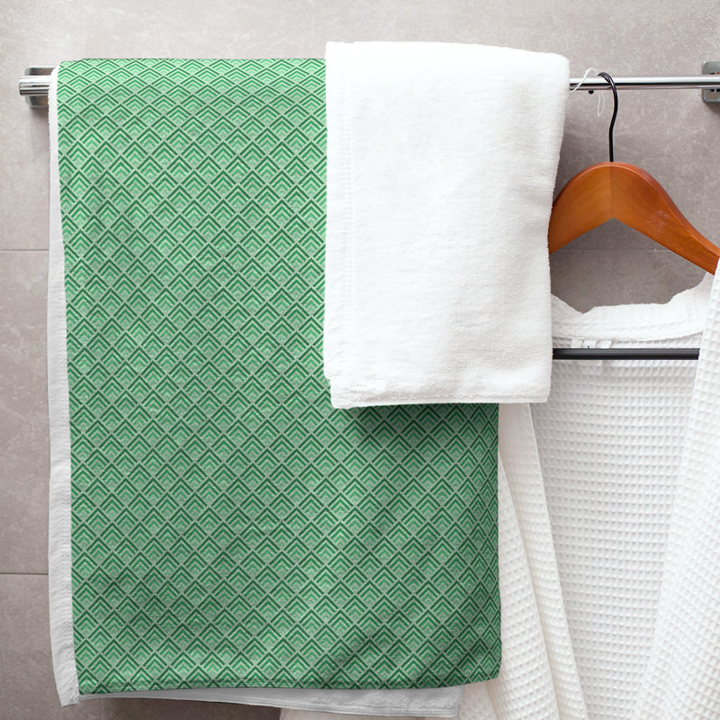 Katelyn Elizabeth Cotton Blend Bath Towel, Green/White