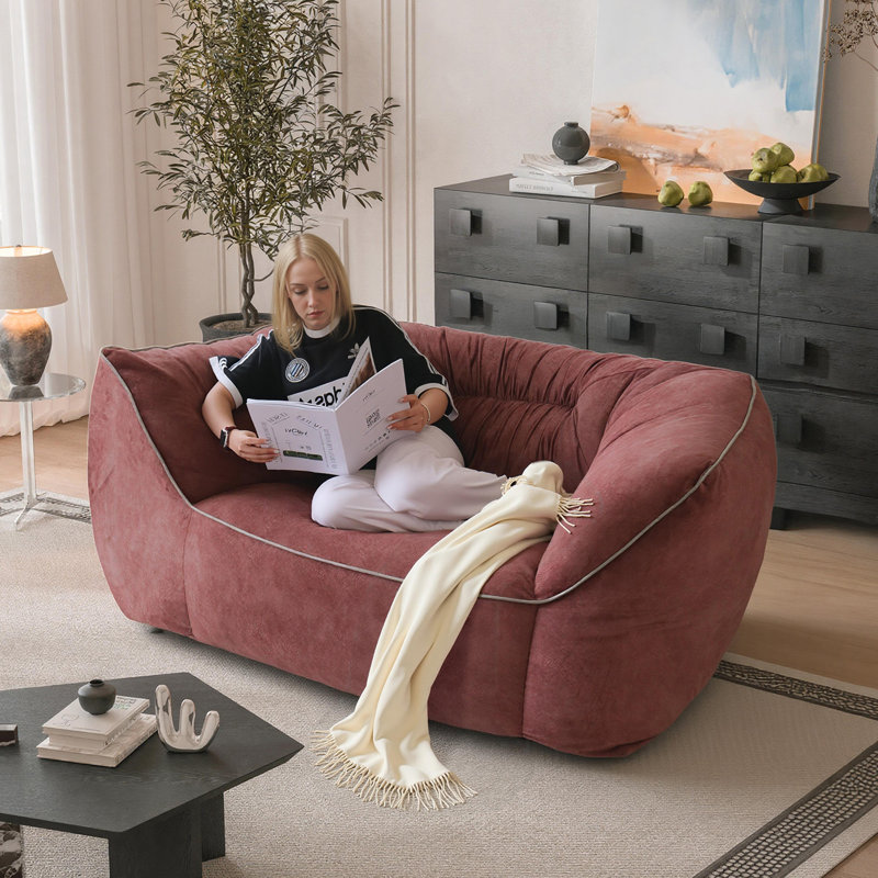 Oversized Velvet Lazy Sofa, Immersive Large Bean Bag, Leisure Chaise Lounge Couch Compression