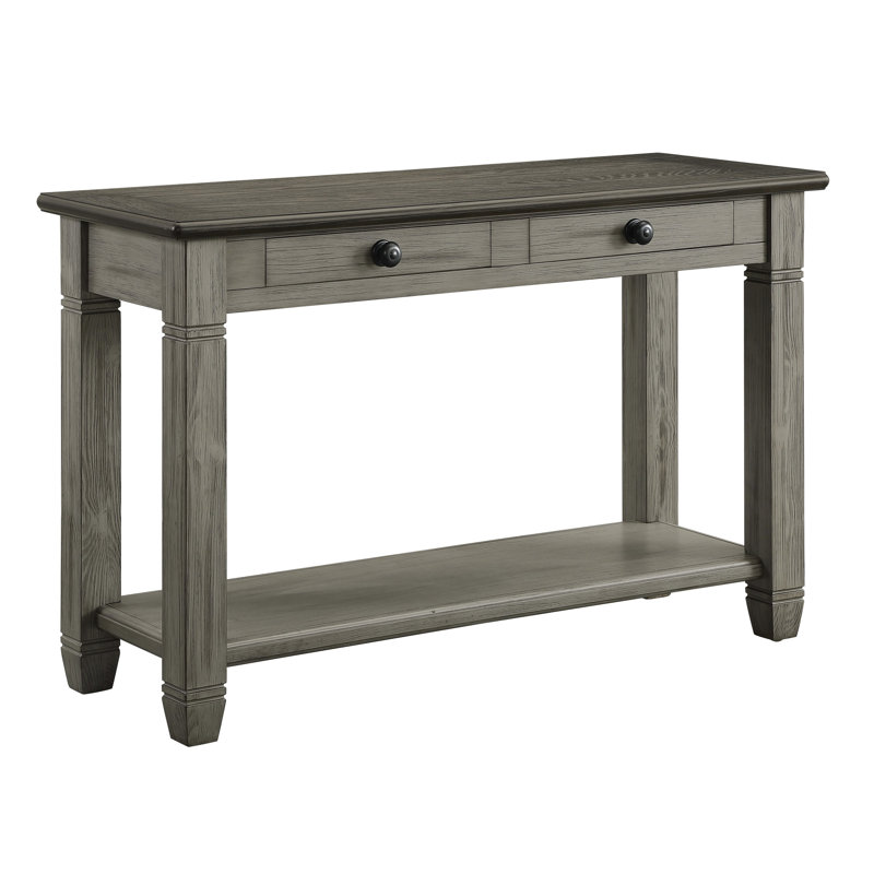 Table avec finition café et gris antique, tiroir de rangement en bois gris, caractéristique, Gris antique