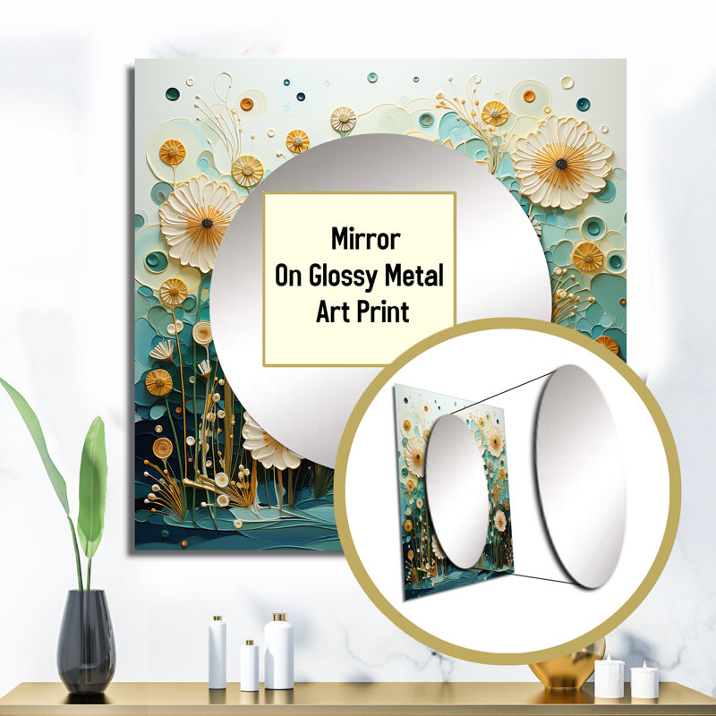 Elway - Miroir carré abstrait pour botanique, 36 po x 36 po