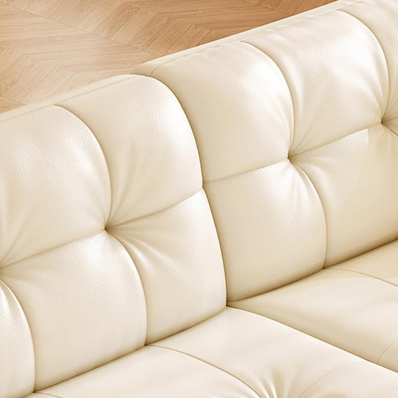 Coussin beige modulaire en similicuir, Beige, H 34,65 po x l 98,43 po x P 43,31 po
