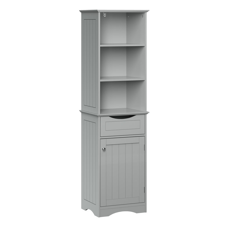 Gray Tall Bathroom Storage Cabinet with Adjustable Shelving