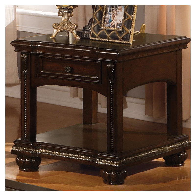 Cawthon Transitional 24"H Rectangular End Table with Storage in Cherry