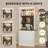 5 Tier Adjustable Bookcase with LED Lights, Roman Column Bookshelf, Open Shelves & Dual-Door Storage Cabinet