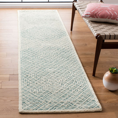Theresa Hand-Tufted Blue/Ivory Geometric Wool Rug