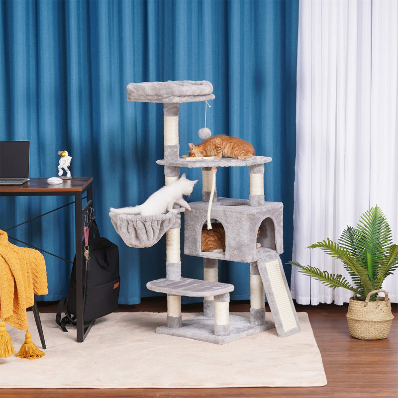 Arbre à chat Evalena, H 49,61 po x l 17,72 po x L 15,75 po, Gris clair