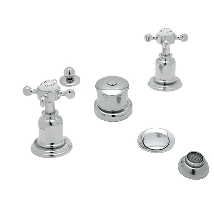 Edwardian 5-Hole Bidet Faucet with Handles, Cross