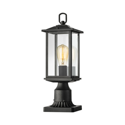 Lampadaire d'extérieur 16 po, lampadaire pour l'extérieur, lampadaire avec base pour pilier, noir mat