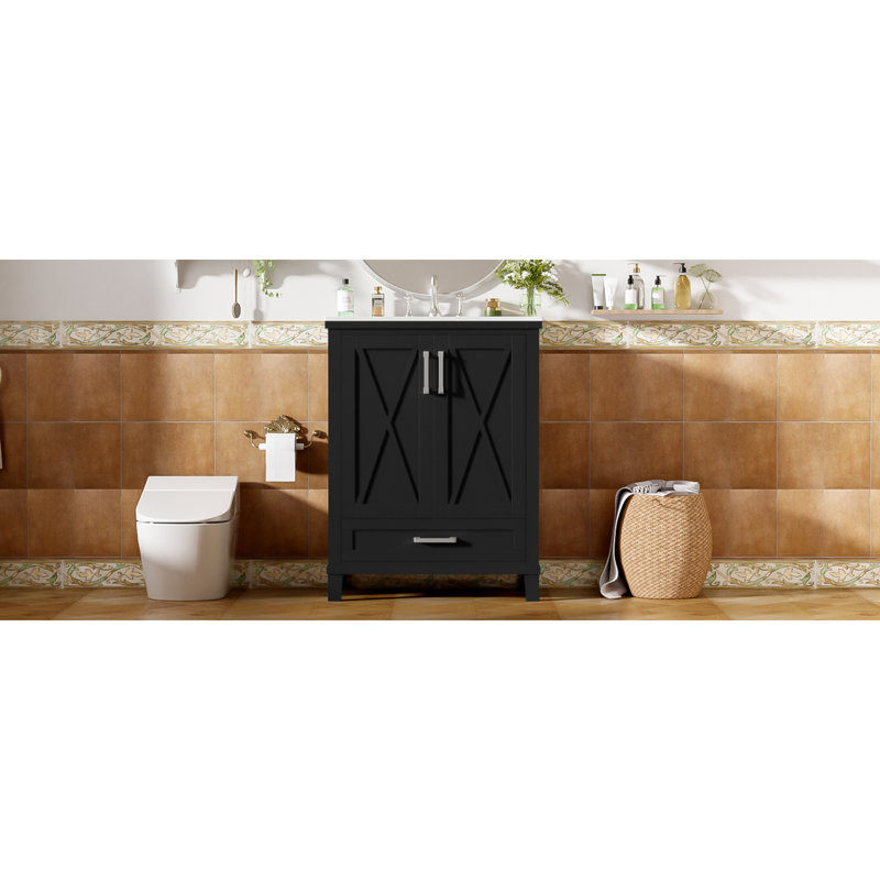 Sleek Modern 24" Vanity Solid Wood Bathroom Elegance