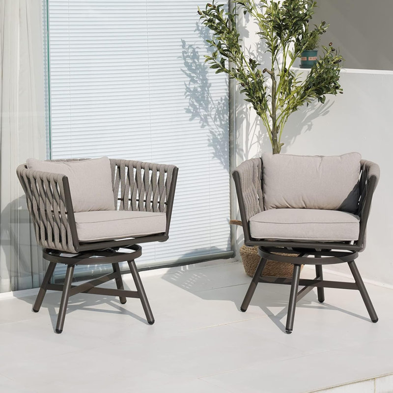 Chaises pivotantes en corde d'osier Grand Patio, gris