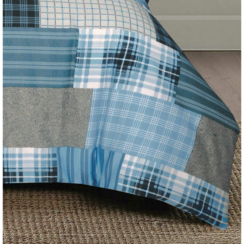 Bedding, Denim Blue, Double Duvet Cover + 2 Standard Pillowcases