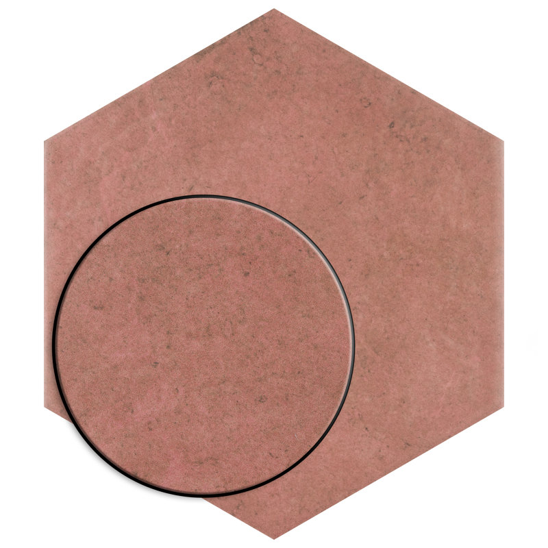 Heritage Hex 7" x 8" Porcelain Stone Look Wall & Floor Tile, Wine