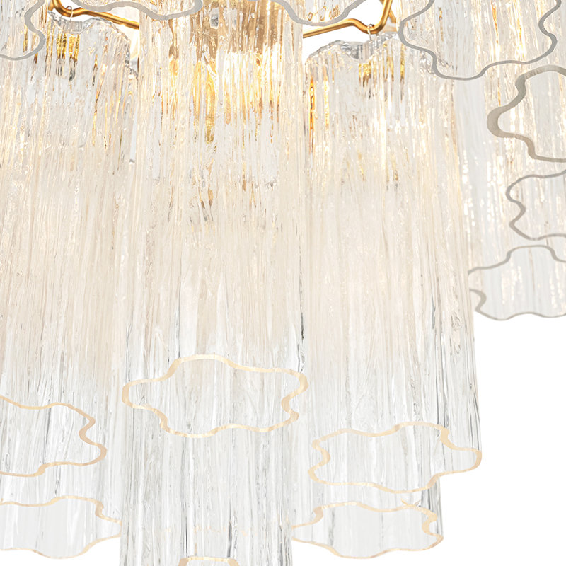 Modern 3-Light Tiered Plum Blossom Glass Tube Chandelier 
