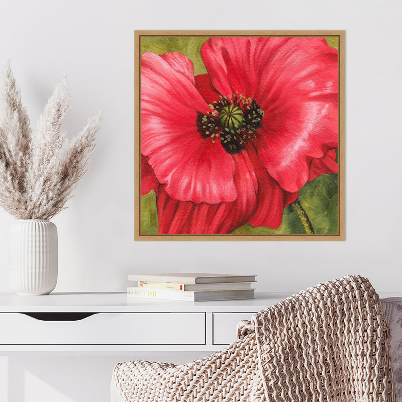 «Vivid Poppy II» par Grace Popp, reproduction d'art sur toile encadrée, H 22 po x l 22 po