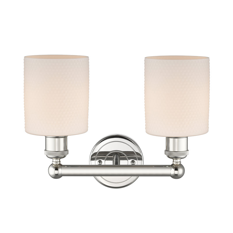 2 - Light Dimmable Vanity Light, Matte White, Polished Nickel