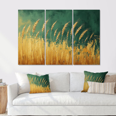 Ensemble de salon Green Gold Wheat Fields III - Farm Wall Art