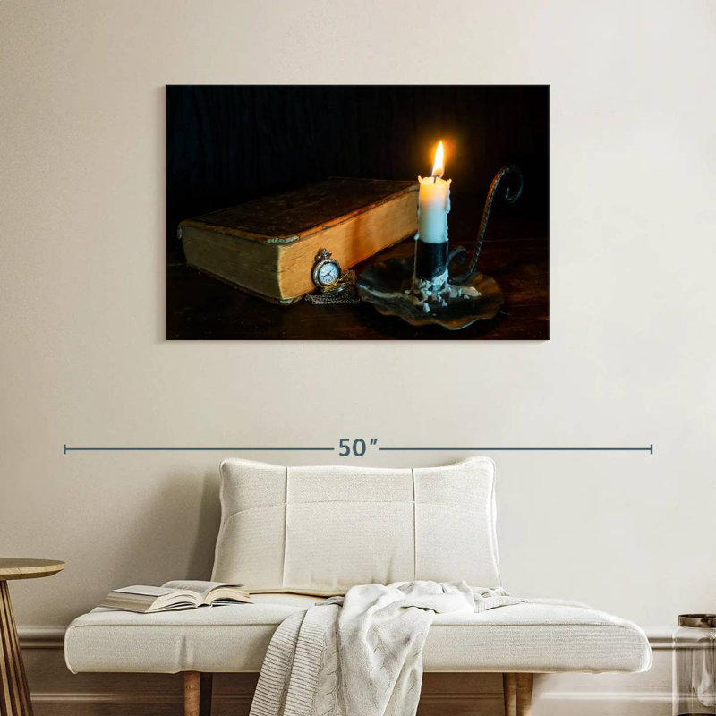Kerner Ancient Bible And Candle, 26" H x 39" W