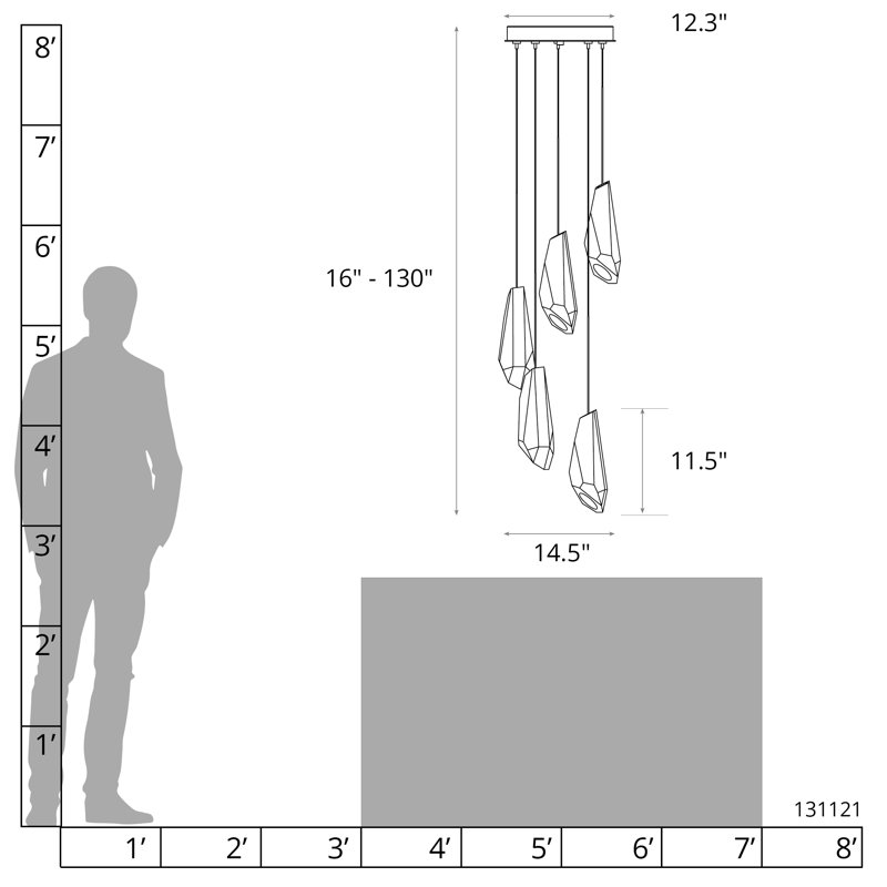 Luma 5 - Light Pendant, Long: 16" - 130", Vintage Platinum