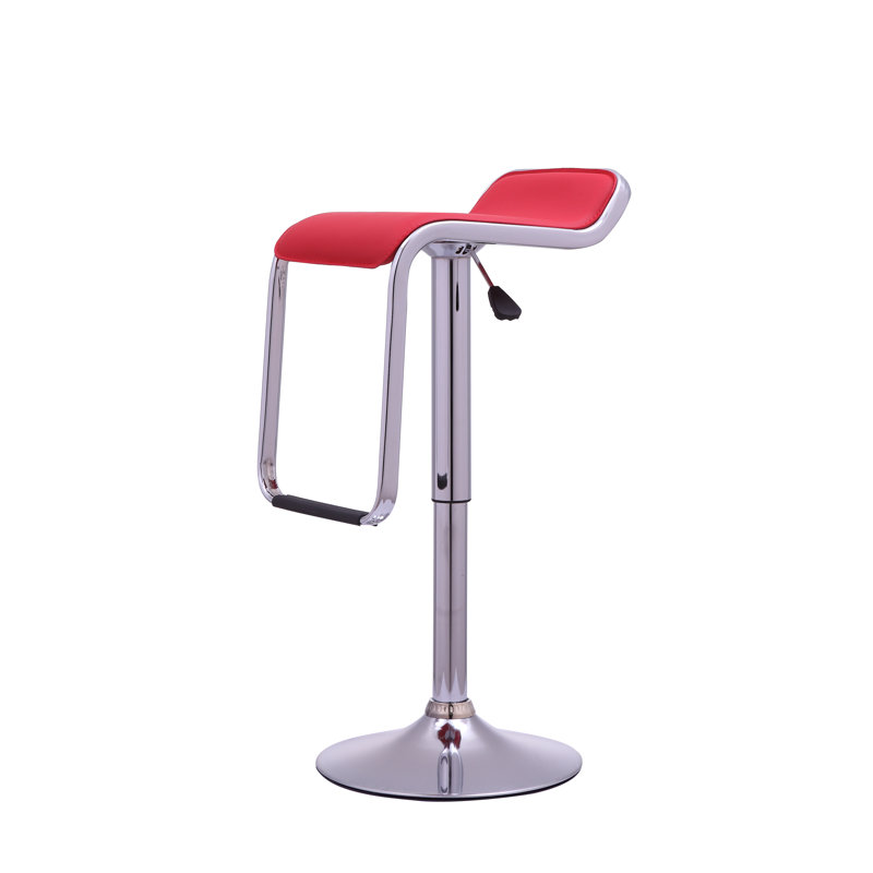Steadham Swivel Upholstered Adjustable Height Bar Stool, Red