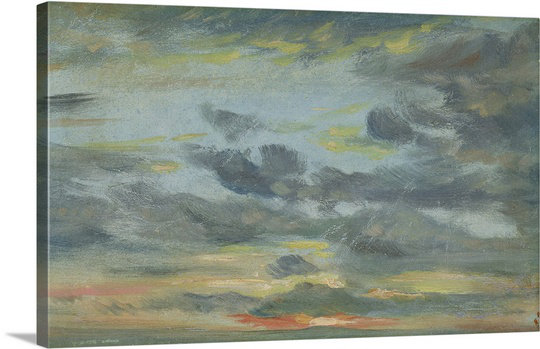 «Sky Study, Sunset, 1821-22» par John Constable, reproduction d'art, H 24 po x l 36 po x P 1,25 po, Toile