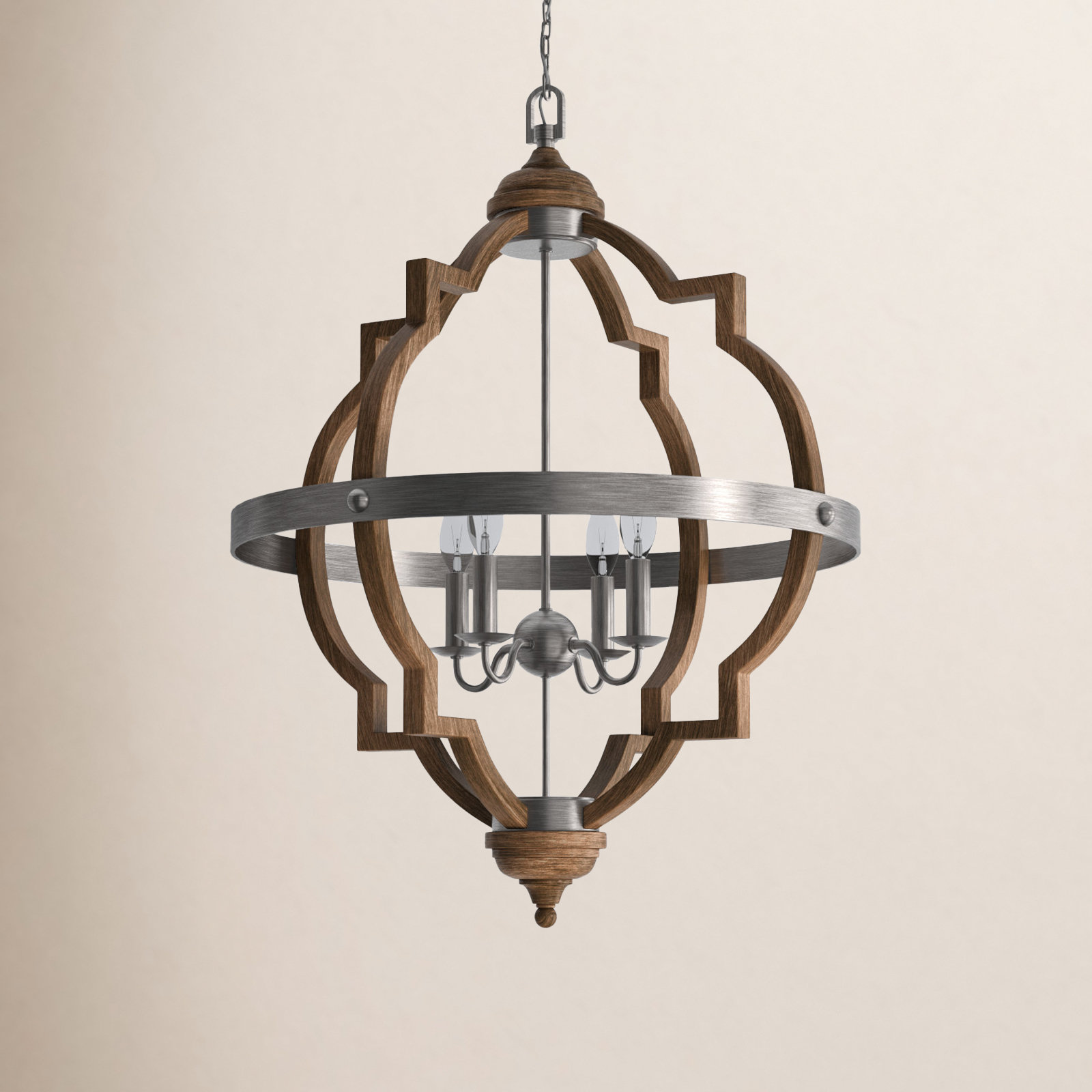 Freemont 4 - Light Metal Dimmable Lantern Chandelier, Stardust, Not Included