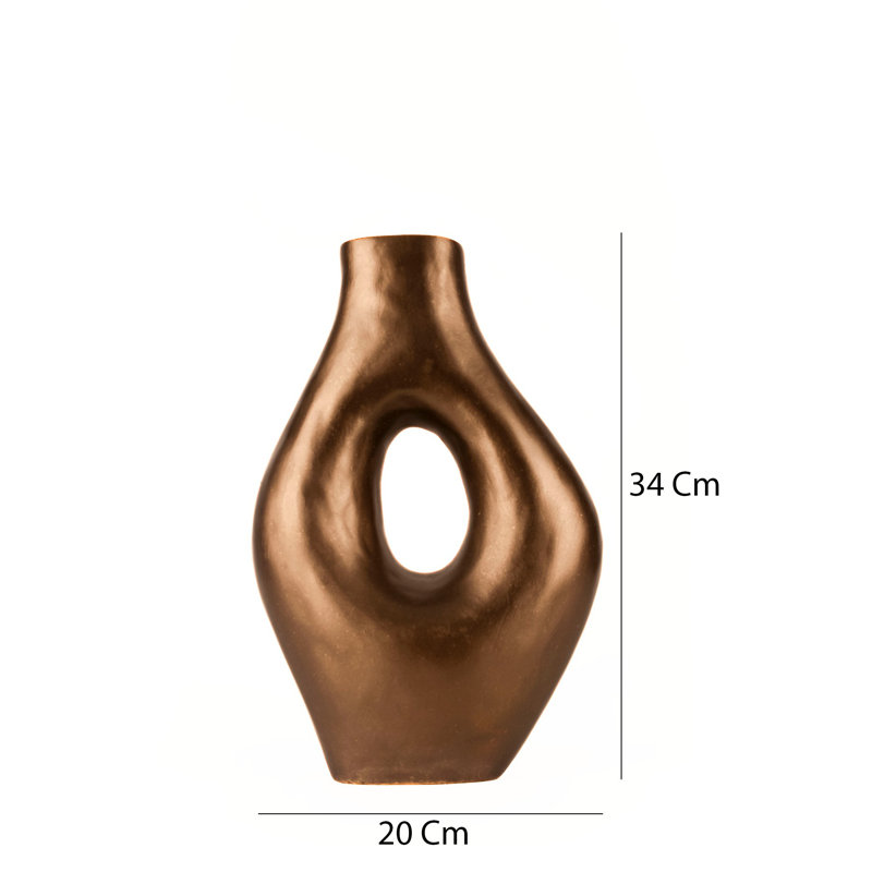 Pot décoratif peint à la main, corps en céramique, 7,9 x 13,4 pouces, brun | Élégante décoration intérieure pour les plantes d'intérieur, conception unique parfaite pour le salon, le bureau ou le jardin, durable et élégante