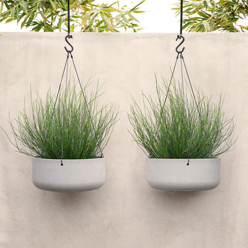 Mason Series Hanging Kona Bowl Planter, 2, Gray