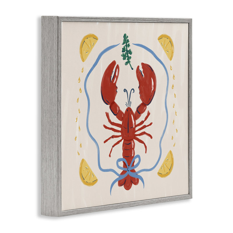 «Lobster & Ribbon Illustration», estampe numérique, conception de Krissy Mast, H 24 po x l 24 po, Estampe numérique Farmhouse