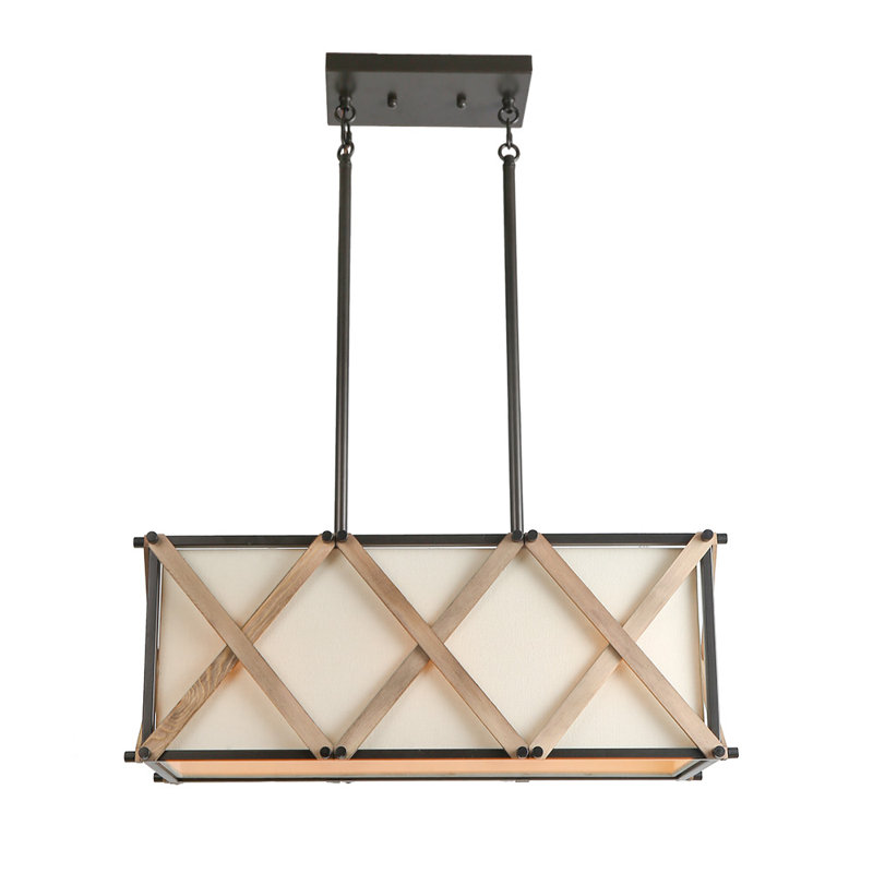 Lustre rectangulaire en bois 3 lumières Renken