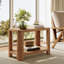 Solid Wood End Table, 2-Tier Couch Side Table with Storage, Rectangle Bedside Nightstand Table for Bedroom, Living Room
