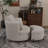 Modern Oversized Upholstered Swivel Barrel Chair With Storage Ottoman-1119762254
