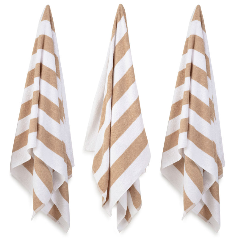 Martex Cabana 3 Piece Beach Towel Set, Dark Linen/White