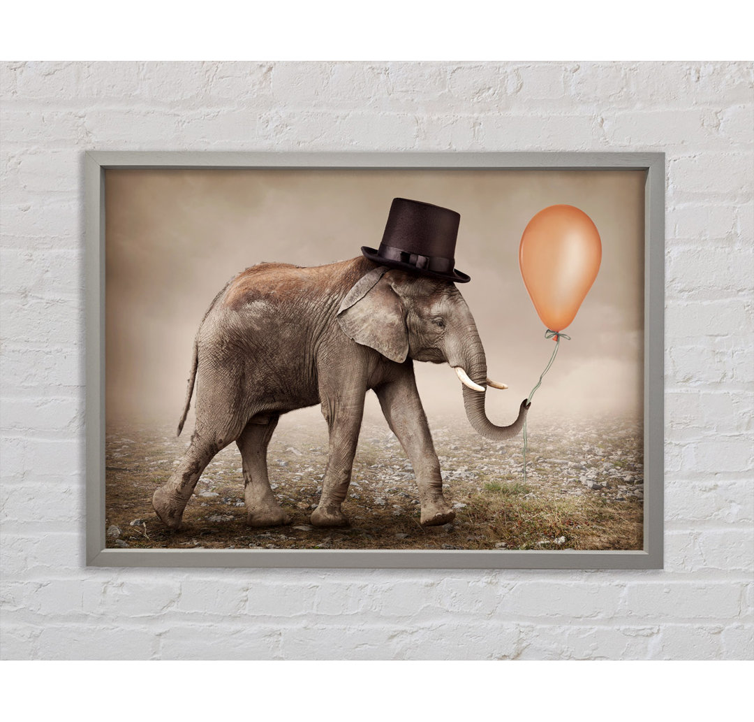 Top Hat Elephant - Einzelner Bilderrahmen Kunstdrucke auf Leinwand