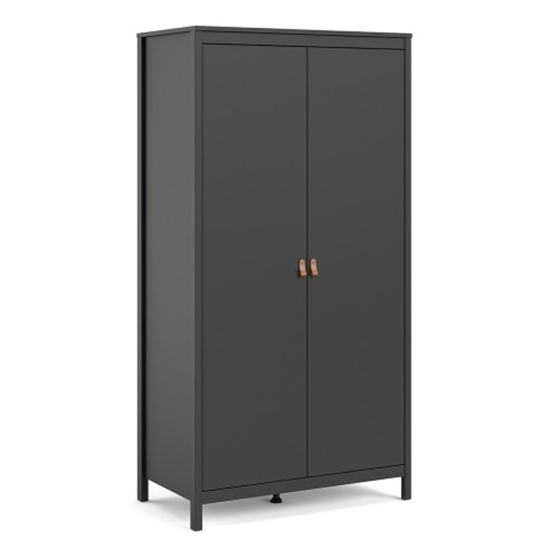 Larenza 2 Door Solid Wood Wardrobe, Black